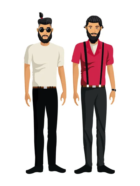 Két férfi szakállas néz design-csípő — Stock Vector