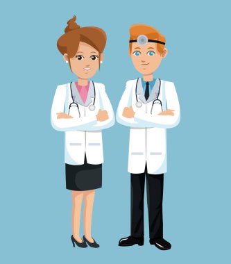 Doktor kadın ve erkek hastane çalışanları