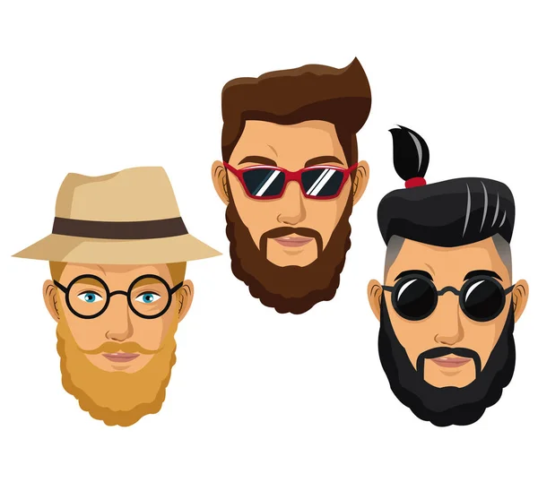 Bearded men hipster style fashion — Stock Vector