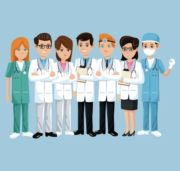 Ομάδα Υγείας νοσοκομείο γιατρό και νοσοκόμα — Διανυσματικό Αρχείο