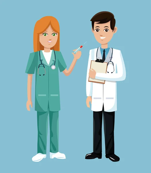 Arzt und Krankenschwester Stethoskop Clipborad Service — Stockvektor