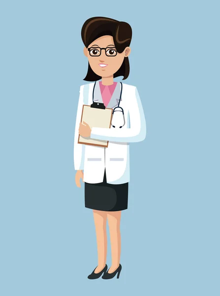 Στηθοσκόπιο ιατρική πρόχειρο γυναίκα γιατρός — Διανυσματικό Αρχείο