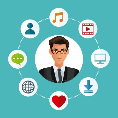 adam gözlük iş ile Sosyal Medya simgeler