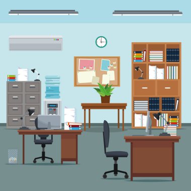 Office çalışma alanı masa sandalye masa bitki mobilya kitaplar kabin su saati
