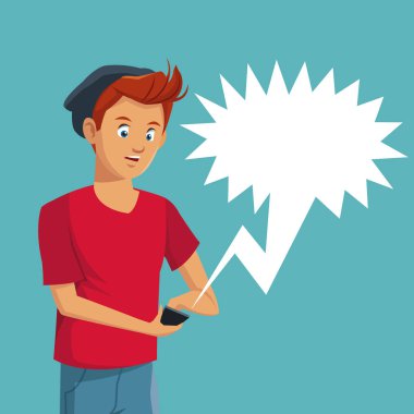 çocuk genç kullanıcı akıllı telefon konuşma balonu konuşma