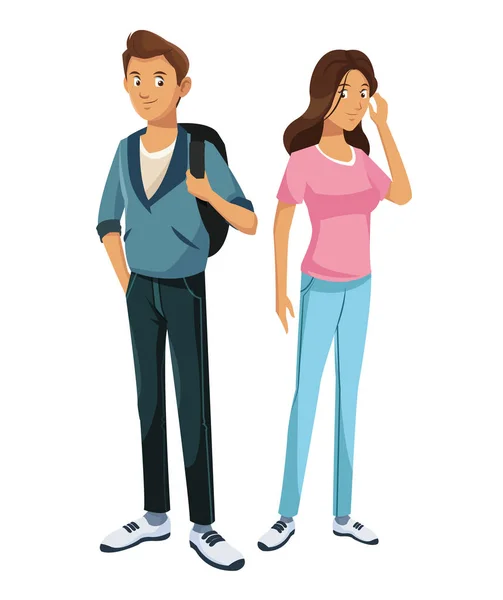 Gençler erkek ve kız sınıf arkadaşı ayakta