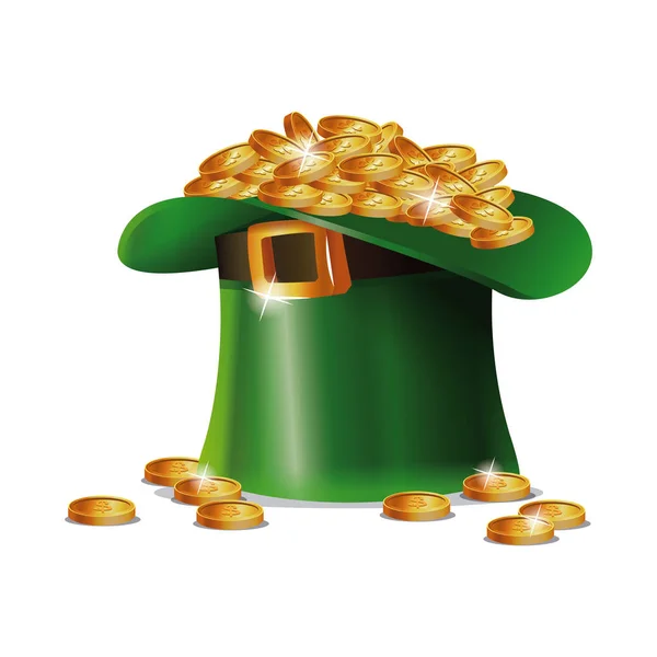 St patrick day hat coins golden glänzend — Stockvektor