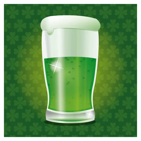 St patrick jour vert bière en verre froid — Image vectorielle