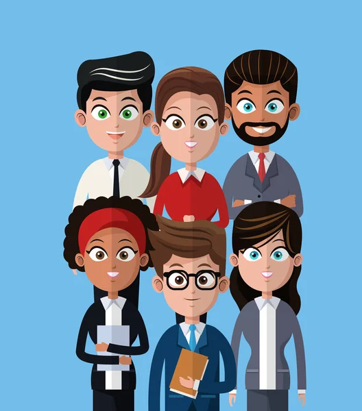 Gente de dibujos animados trabajo en equipo profesional — Vector de stock