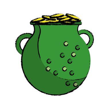 karikatür St patrick günü yeşil pot altın paralar