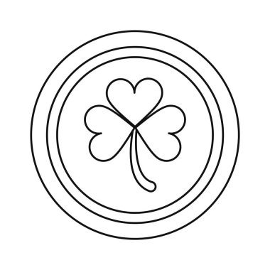 Aziz patrick günü sikke shamrock simgesi anahat