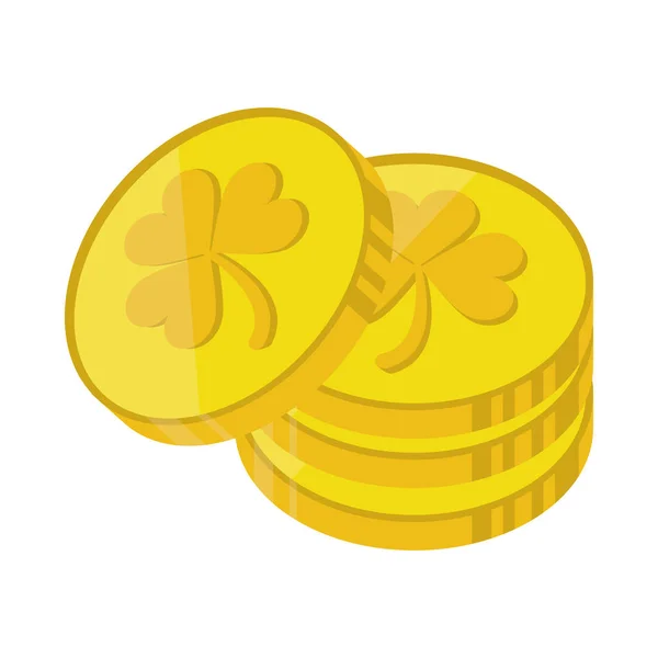 St patrick den hromadu mincí zlaté znamení — Stockový vektor