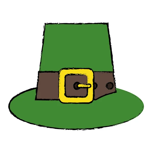 Dessin animé saint patrick vert chapeau haut de forme de jour avec boucle — Image vectorielle