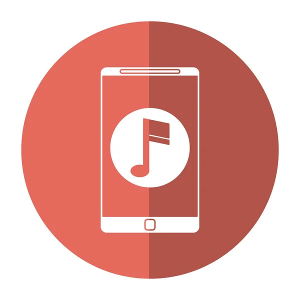 Smartphone muziek Opmerking digitale app schaduw — Stockvector