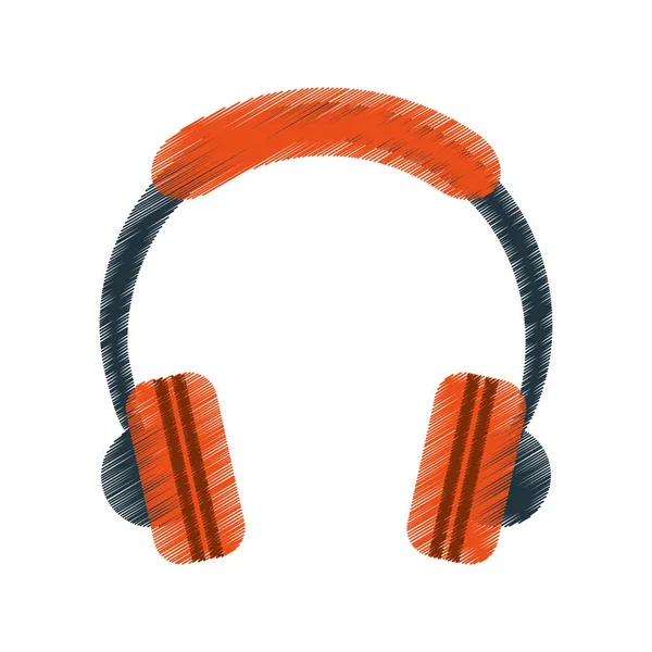 Малювання помаранчевих навушників музика слухати мобільний — стоковий вектор