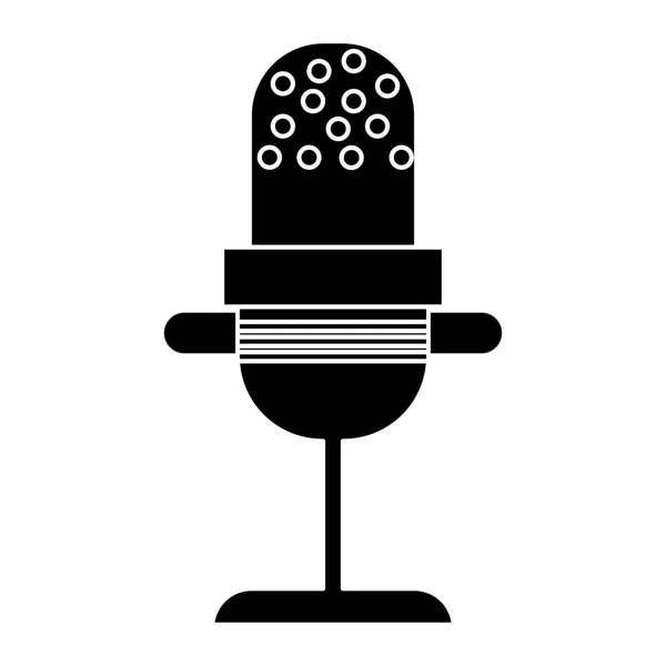 Sylwetka mikrofon vintage komunikacji audio — Wektor stockowy