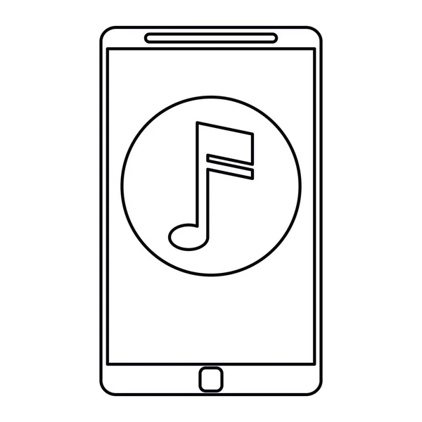 Smartphone music note digital app outline — Stock Vector