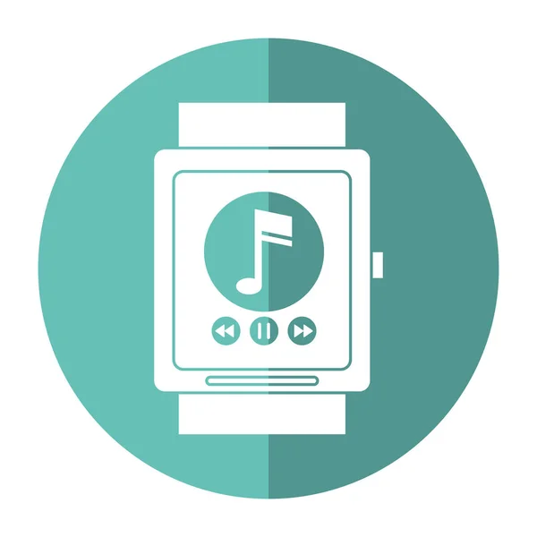 Smartwatch Music Player App Technologie Schatten — Stockvektor