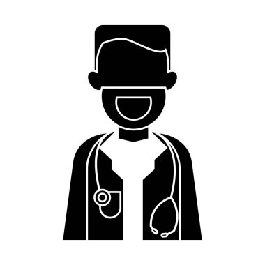 siluet karakter doktor sakal stetoskop sağlık