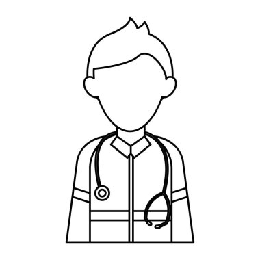 sağlık görevlisi karakter Tekdüzen stetoskop seti ilk yardım acil çizgisi