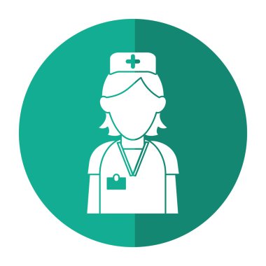 hemşire personel Bakım Kliniği üniforma şapka çapraz gölge ile