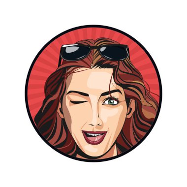 güzel kız kırpan güneş gözlüğü etiket