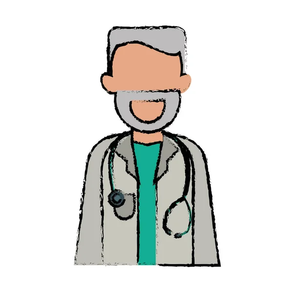 การ์ตูนตัวละครหมอเครา stethoscope สุขภาพ — ภาพเวกเตอร์สต็อก