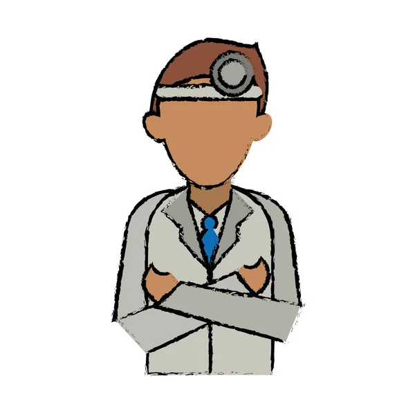 Kreslený doktor překřížené ruce na sobě zrcátko lékařská konzultace — Stockový vektor