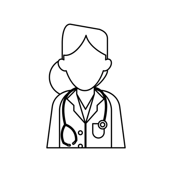 หมอหญิง นักบําบัดสเตโตสโกป — ภาพเวกเตอร์สต็อก