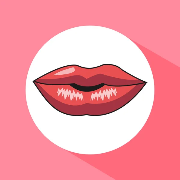 Wanita bibir merah muda gaya sensual - Stok Vektor