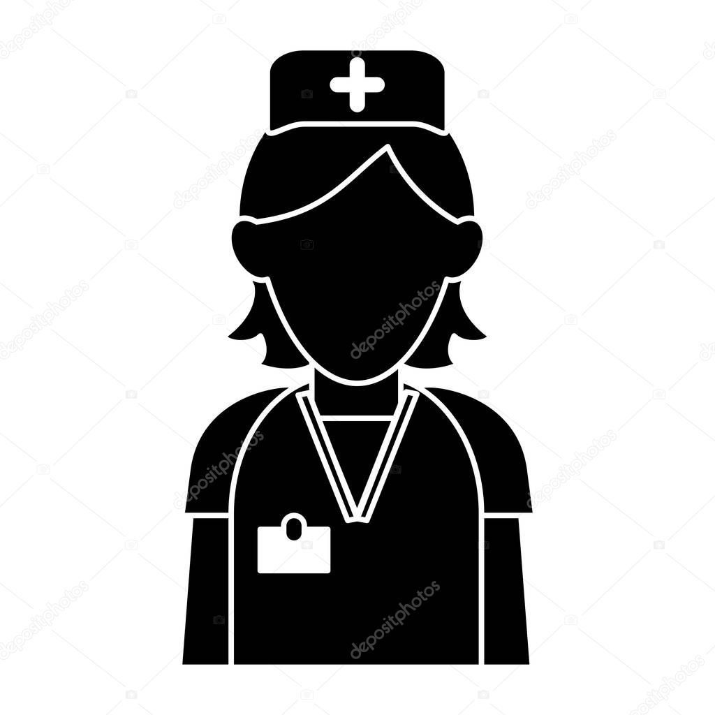 Download Silhouette nurse staff care clinic uniform hat cross — Stock Vector © jemastock #138422252