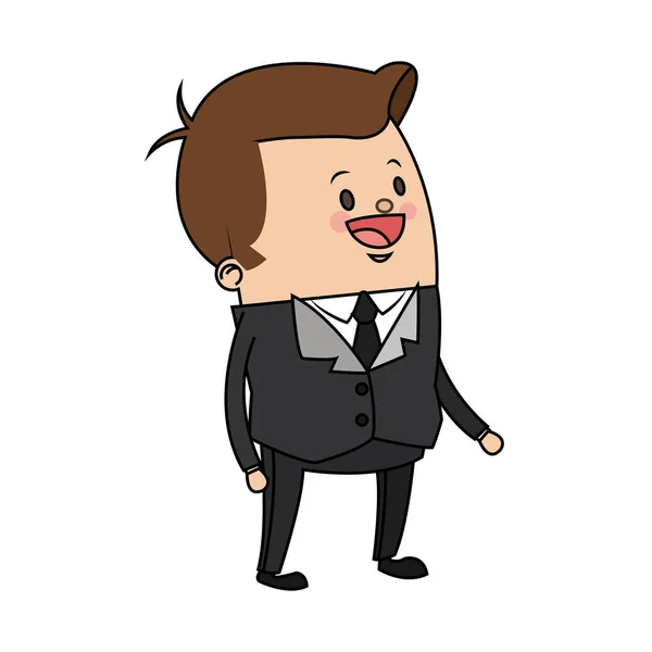 Uomo d'affari icona del cartone animato — Vettoriale Stock