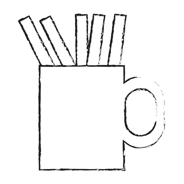 Tasse avec crayons et stylos — Image vectorielle