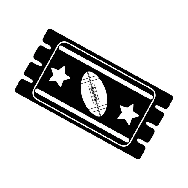 Silhueta bilhete jogo ícone de futebol americano — Vetor de Stock