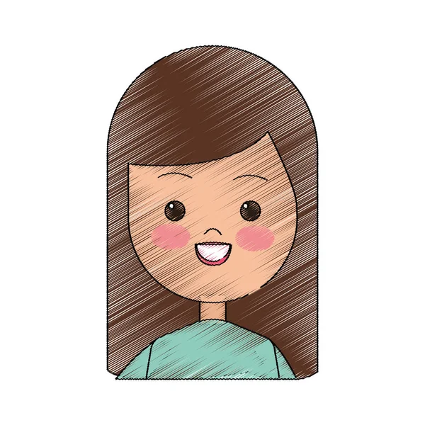 Chica icono de dibujos animados — Vector de stock