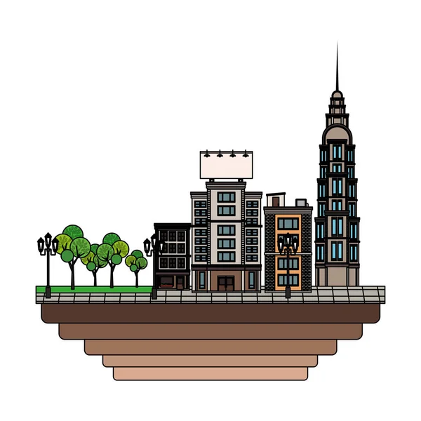 Stad met gebouwen — Stockvector