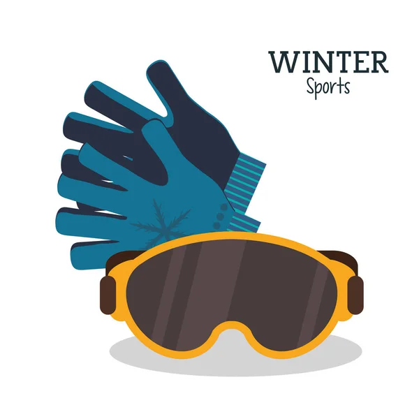 Kış spor gözlük ve eldiven koruması — Stok Vektör