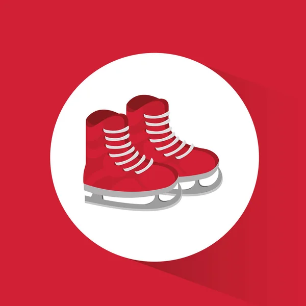 Red ice skate winter sport badge icon — Stock Vector