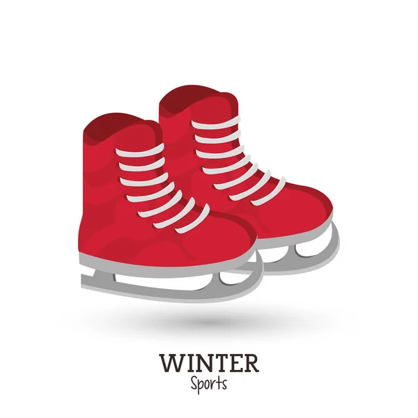 Skate de gelo vermelho esporte de inverno — Vetor de Stock