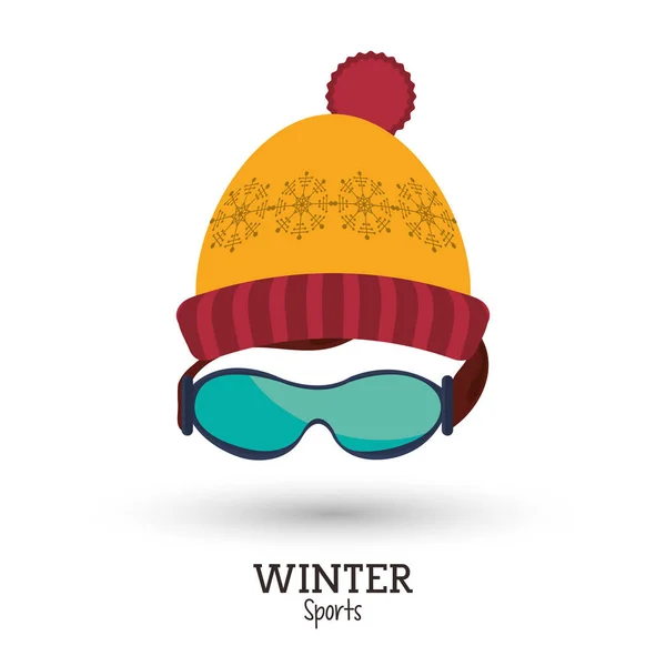 Gafas de punto rojo y amarillo deporte de invierno — Vector de stock