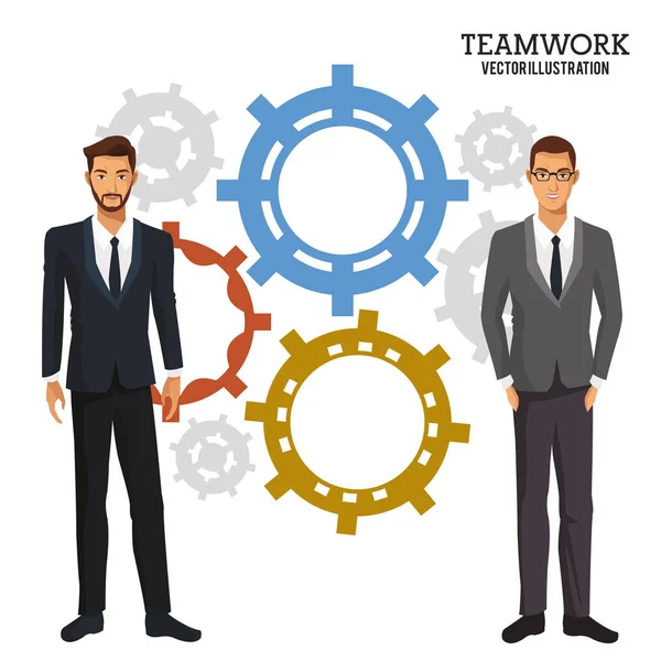 Men gear teamwork corporate business — Stock Vector