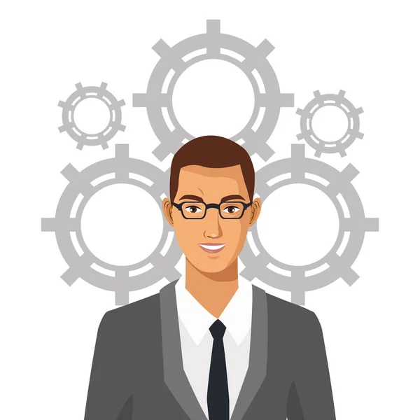 Mann mit Brille passt ins Business-Team — Stockvektor