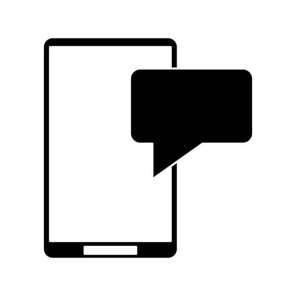 Silhouette smartphone sms parler bulle parler — Image vectorielle