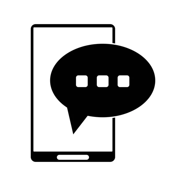 Silhouette smartphone bulle conversation vocale — Image vectorielle