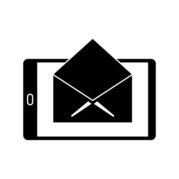 Silhouet mobiel bericht e-mail envelop — Stockvector