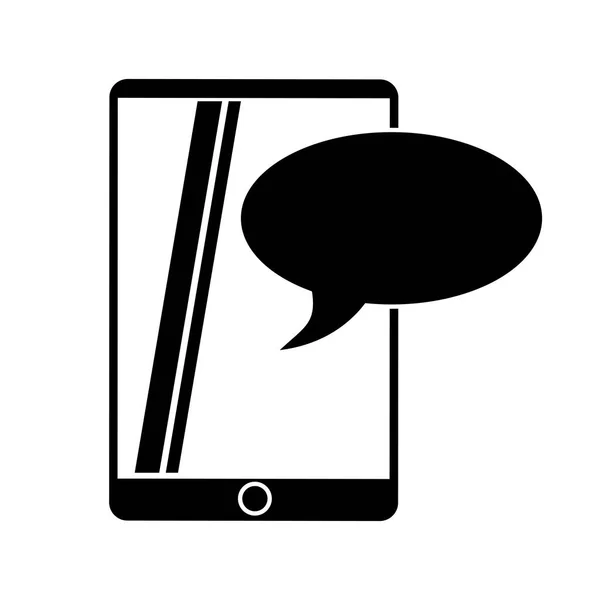Siluet mobil cihaz sohbet iletişim tasarım — Stok Vektör