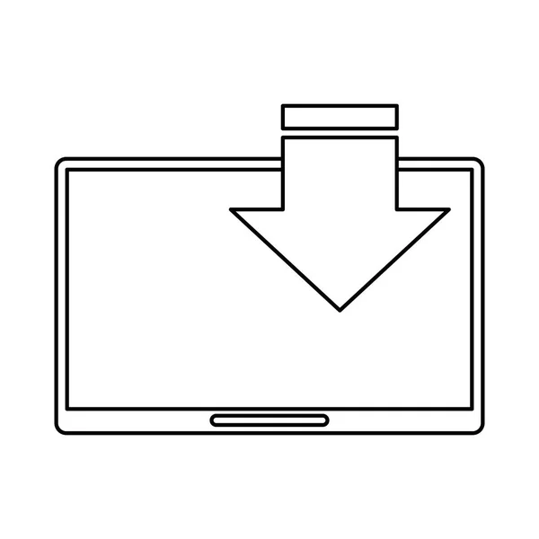 Tablette télécharger connecter la communication ligne mince — Image vectorielle