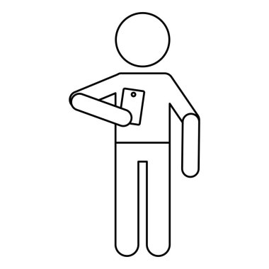 Smartphone teknoloji doğrusal tutan karakter