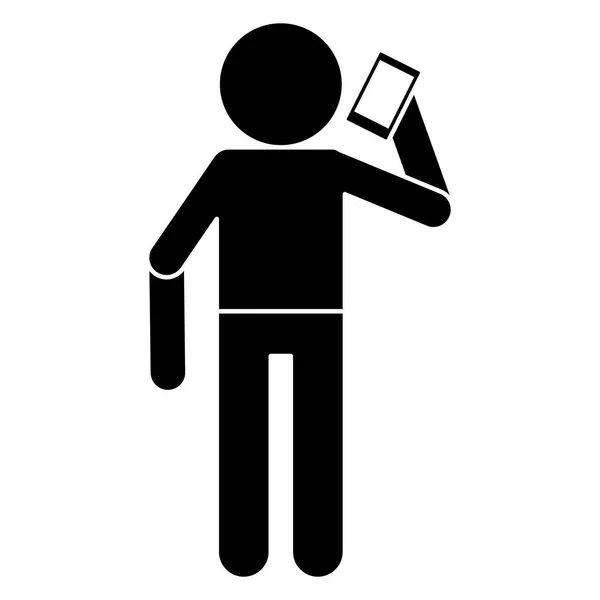 Silhouetten-Avatar mit Hilfe von Smartphone-Kommunikation — Stockvektor