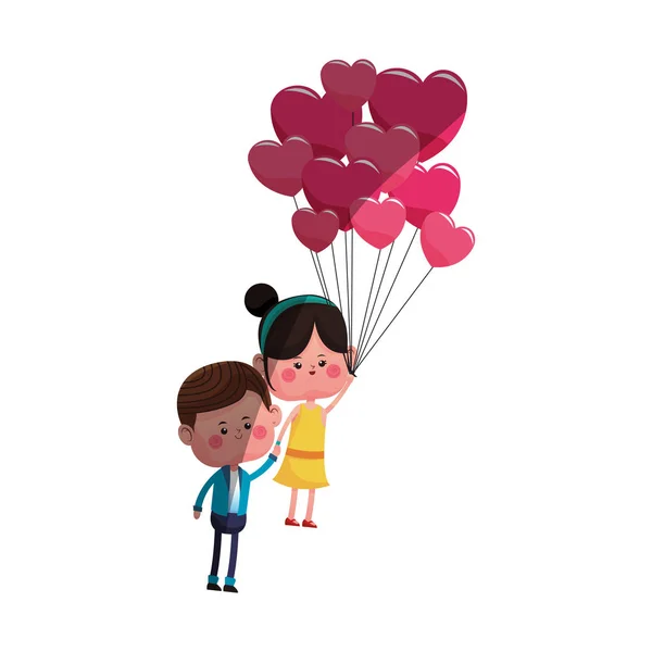 Kawaii pareja en el amor — Vector de stock